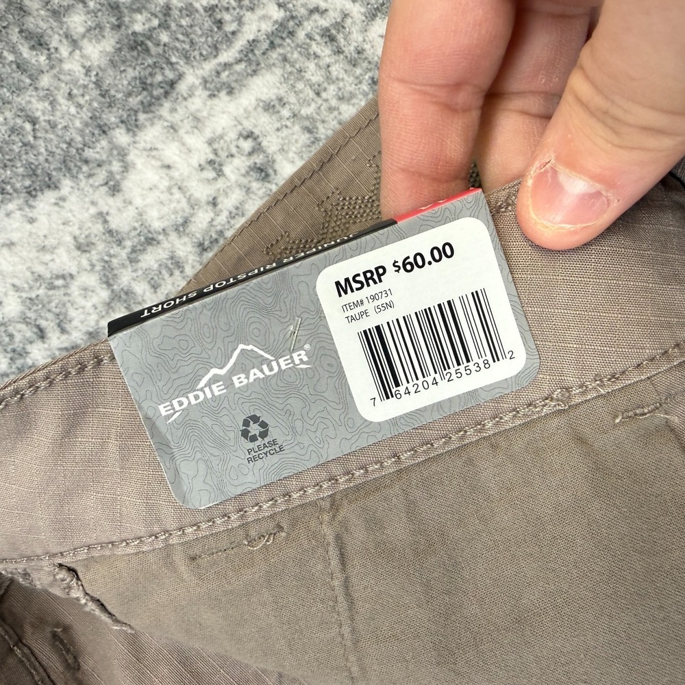 Eddie Bauer Shorts Womens 14 Taupe Juniper Ripstop Chino Stretch Hiking Outdoor - Picture 6 of 12